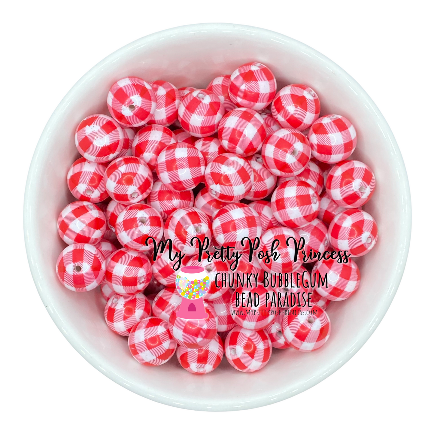 W323- Picnic Plaid Acrylic Bead (1 Count)