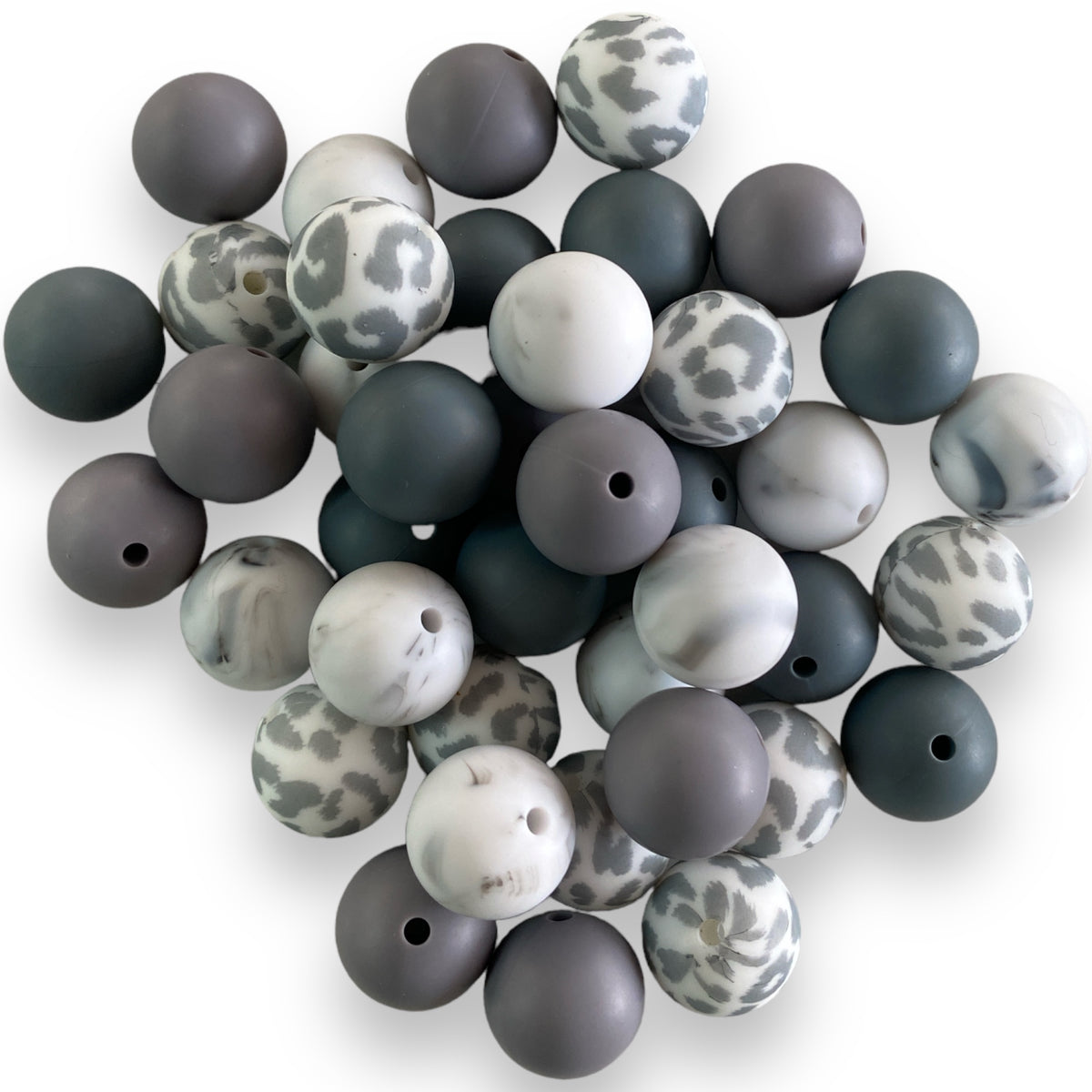 CK- 201 15mm Gray 50 Count Mixed Pack Silicone Beads