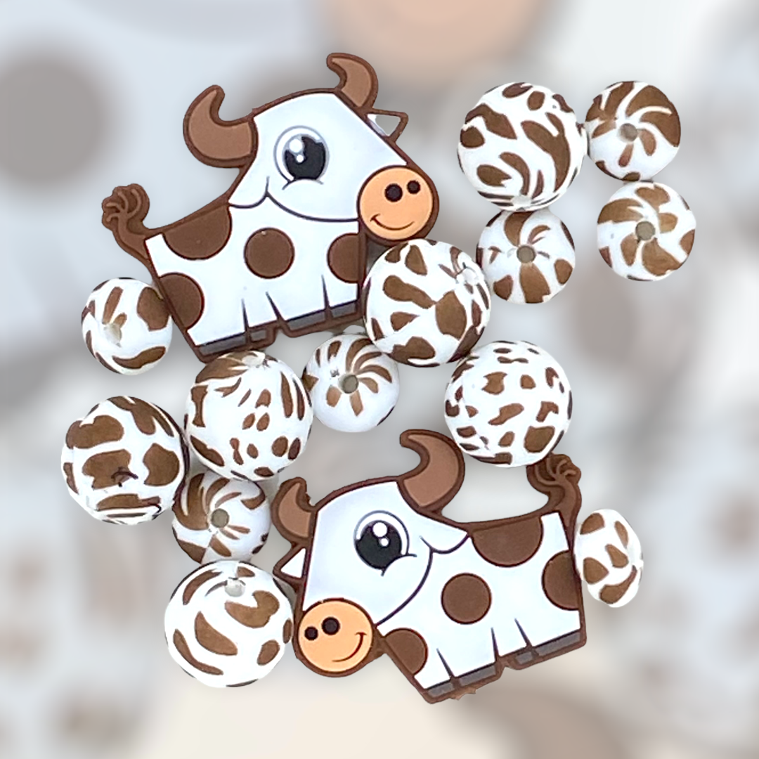 A-6029- 15mm “Chocolate Moo” Silicone Beads
