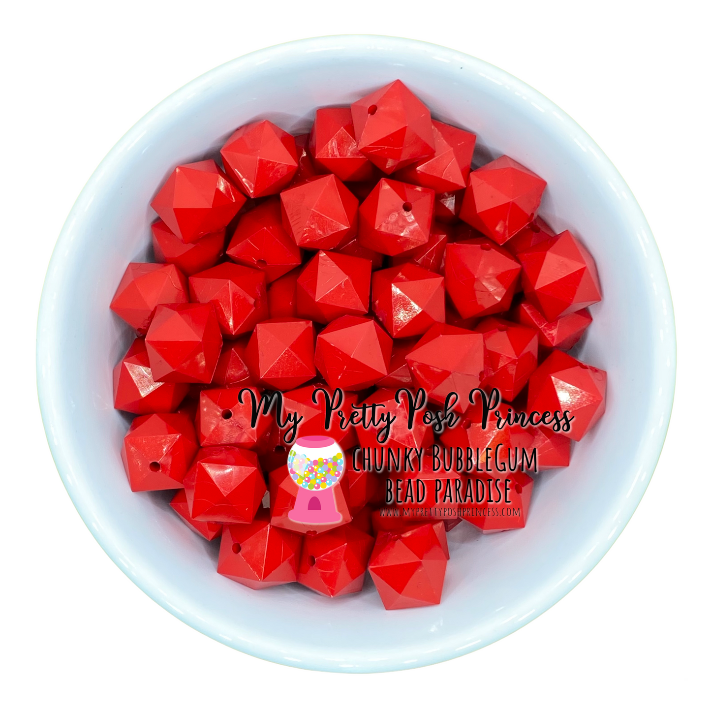 #667 - 20mm Red "Cube" Acrylic Beads (1 Count)