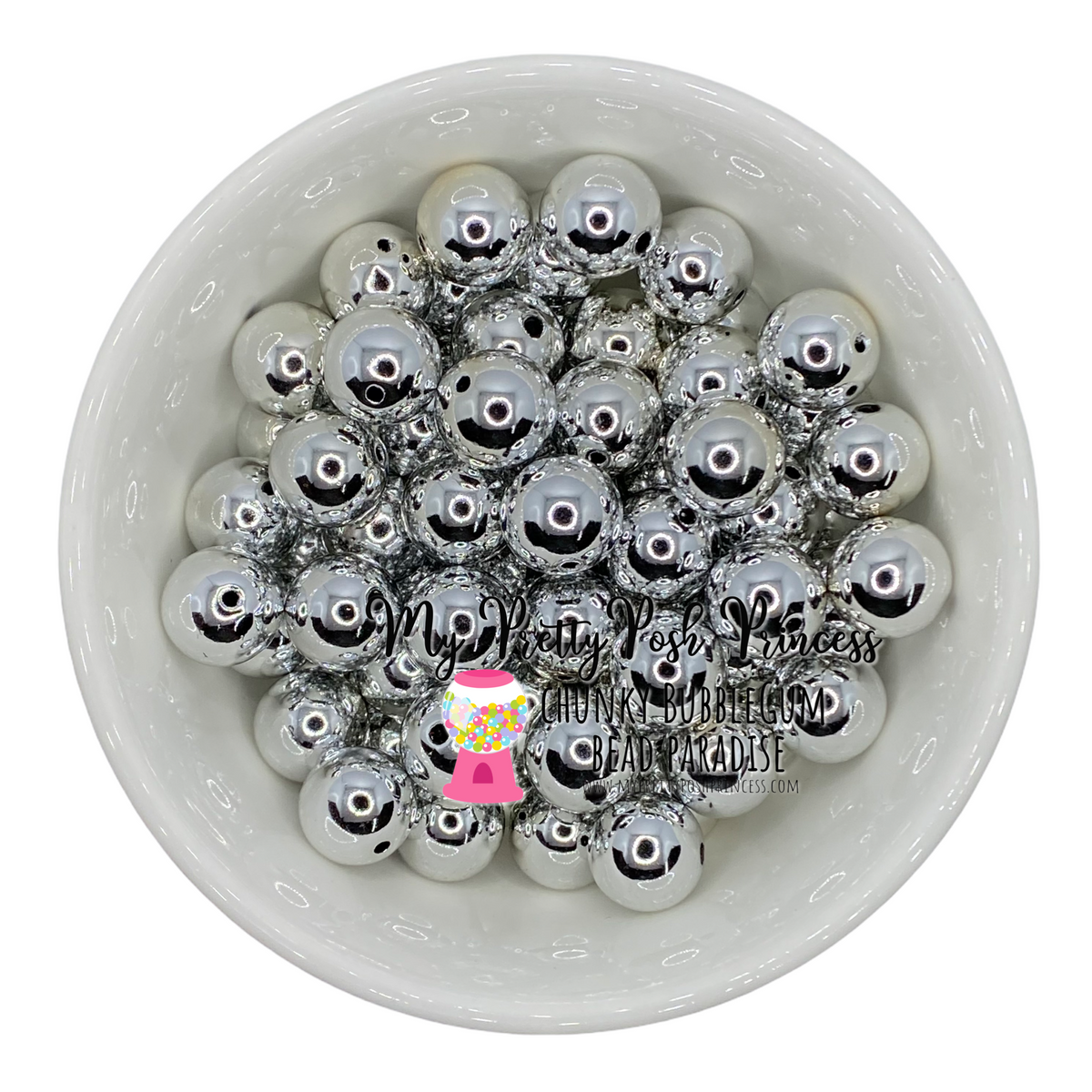 w19- 12mm Silver UV Acrylic Beads (20 Count)