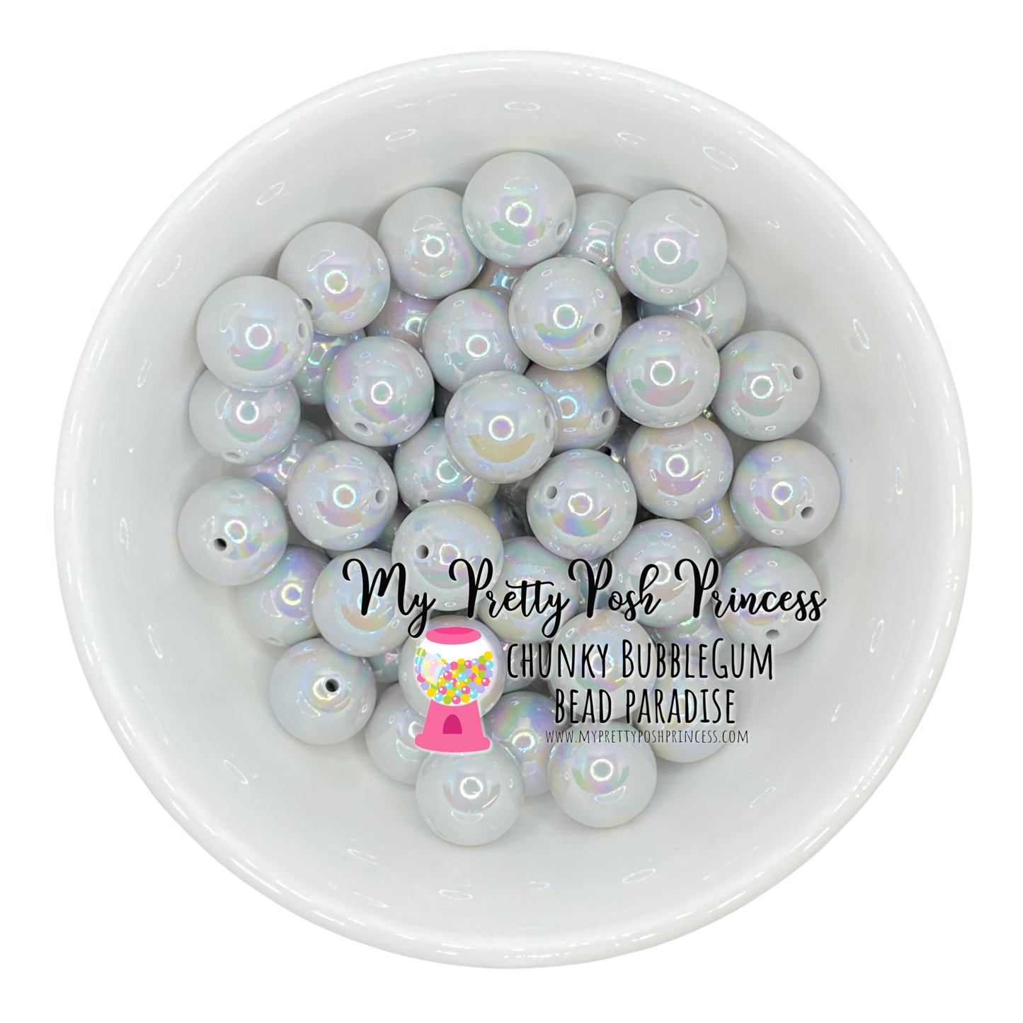#293- 12mm White AB Solid Acrylic Beads (20 Count)