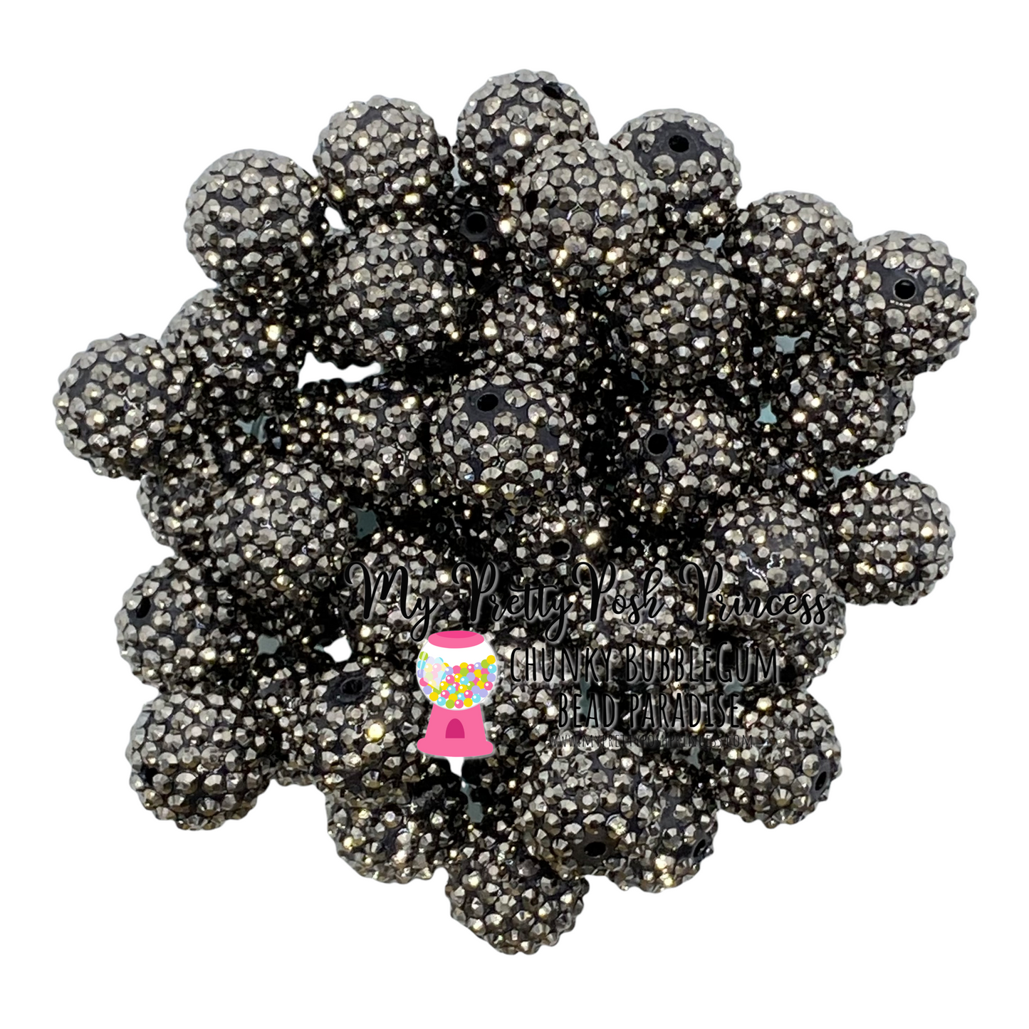 #1110 - 20mm Gunmetal AB Rhinestone Beads (1 Count)