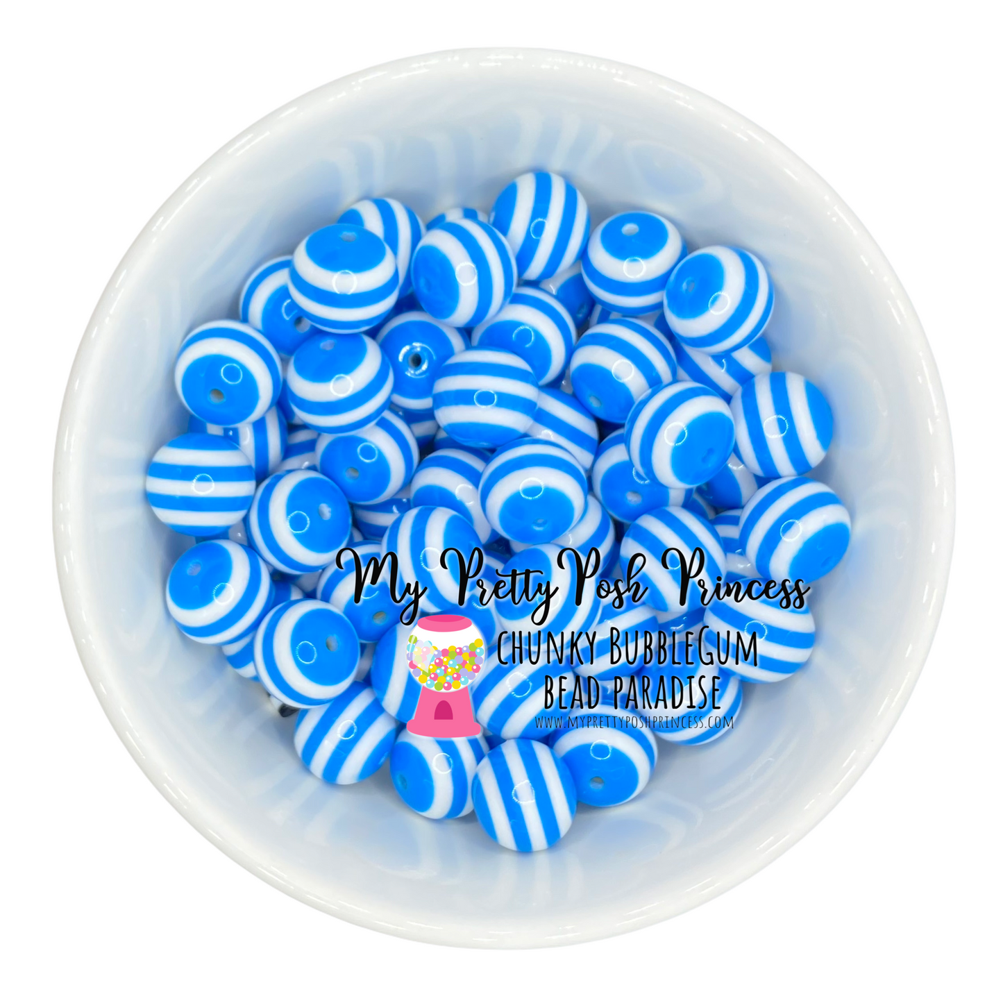stp 32- 12mm Mint Blue Stripe Acrylic Beads (20 Count)