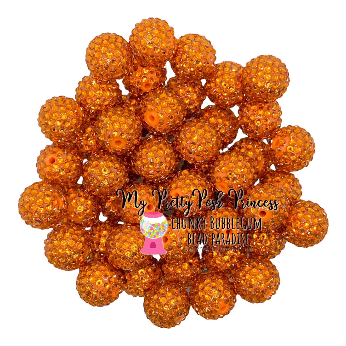 #1084 - 20mm Orange Rhinestone Beads (1 Count)