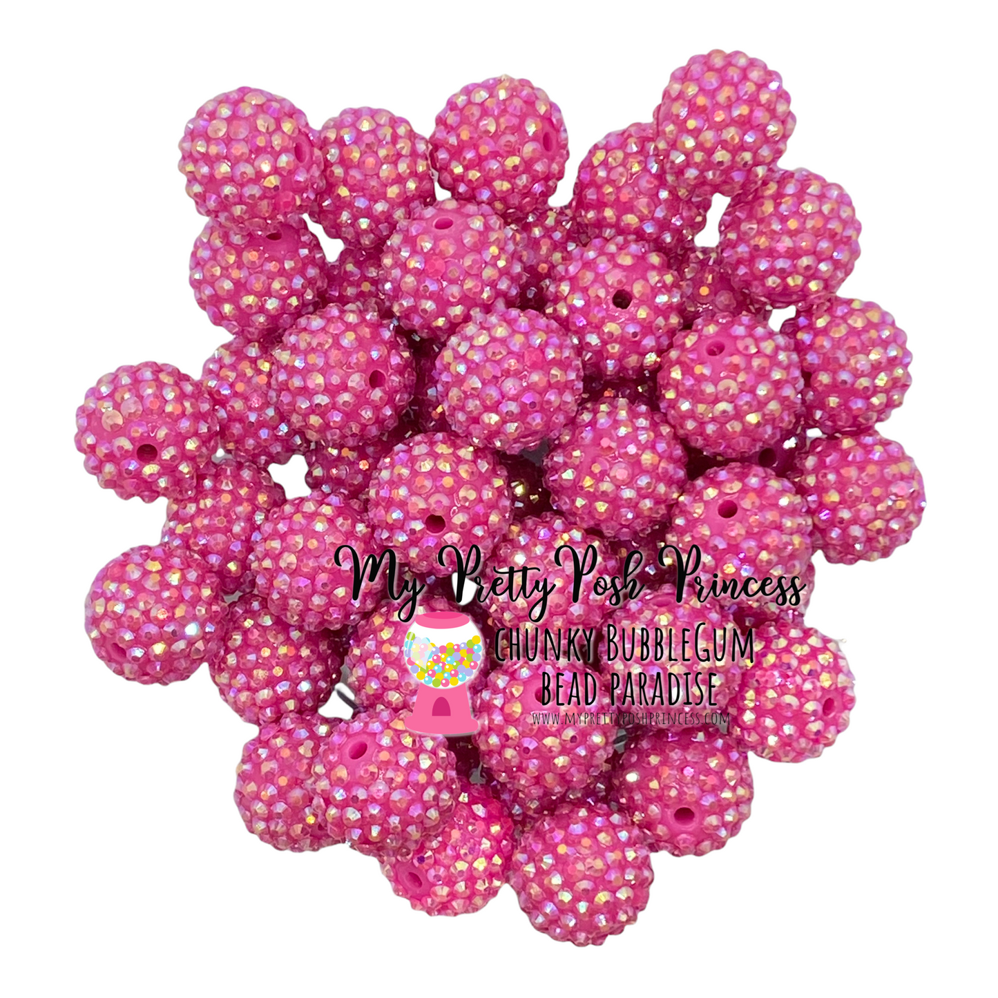 #1132 - 20mm Medium Pink AB Rhinestone Beads (1 Count)