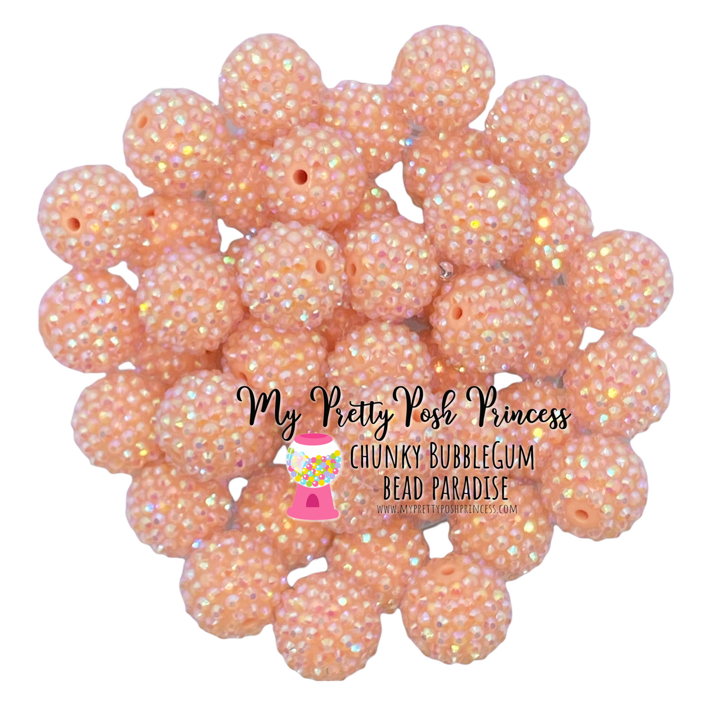 #1078 - 20mm Light Coral AB Rhinestone Beads (1 Count)