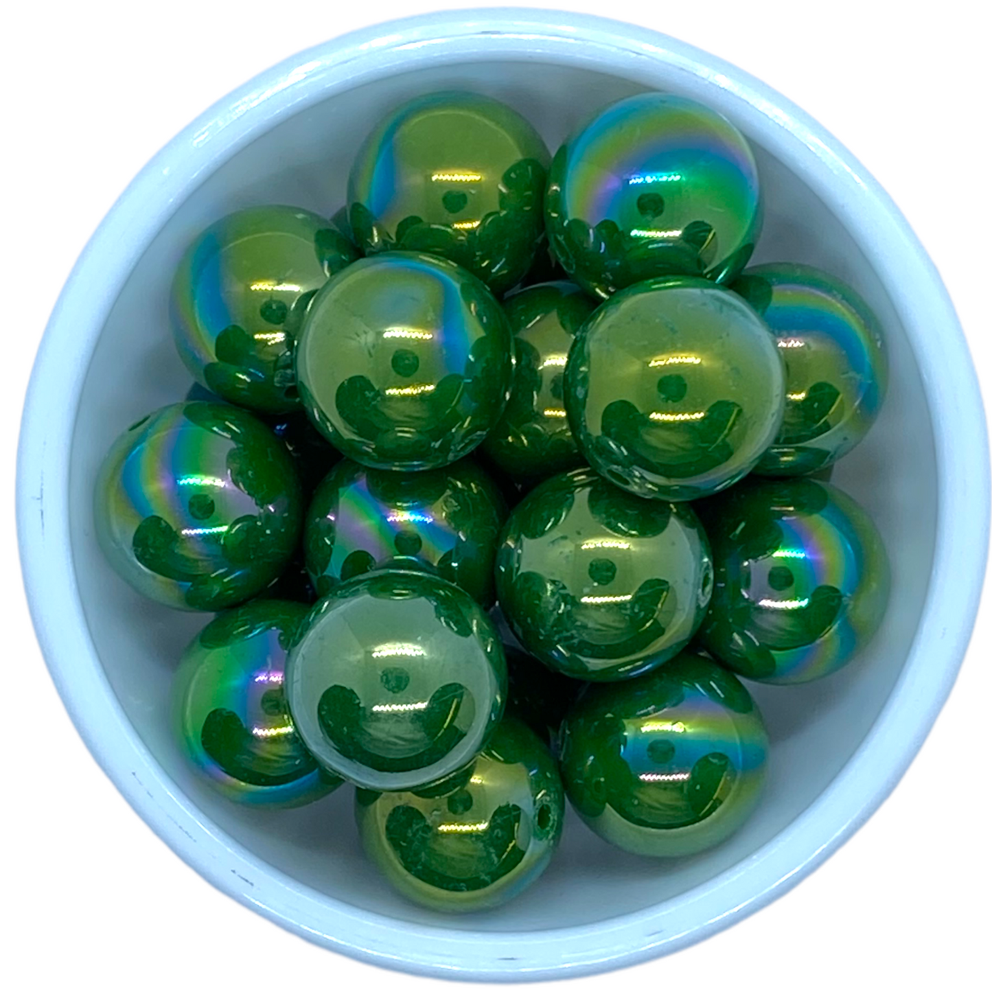 #853 - 20mm Christmas Green AB Solids Acrylic Beads (1 Count)