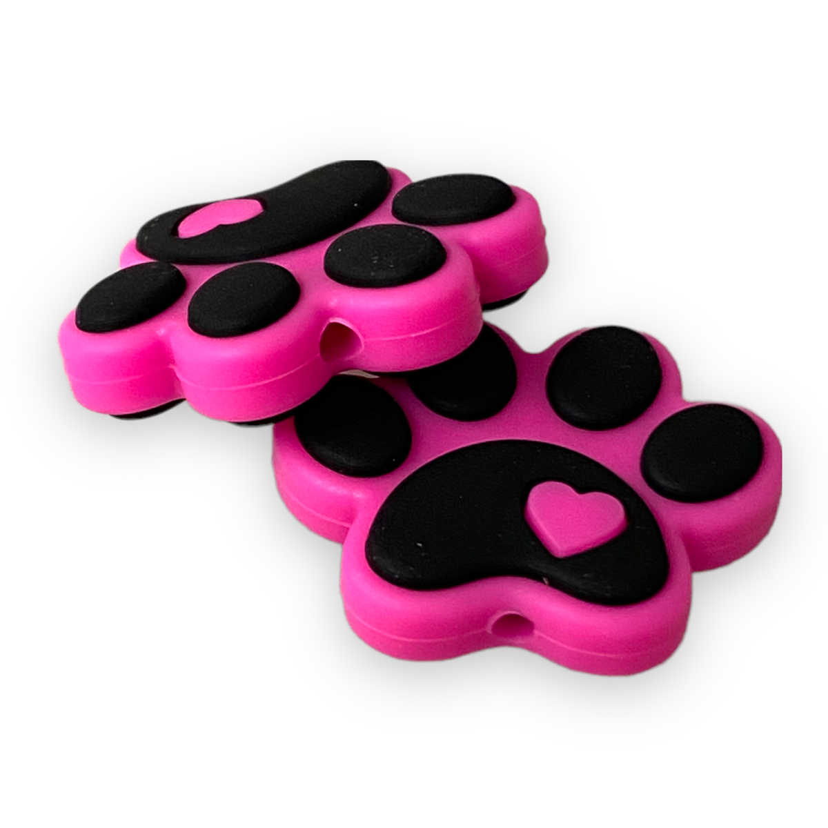 X300 - “Pink Paw" Focal Bead (1 Count) Silicone