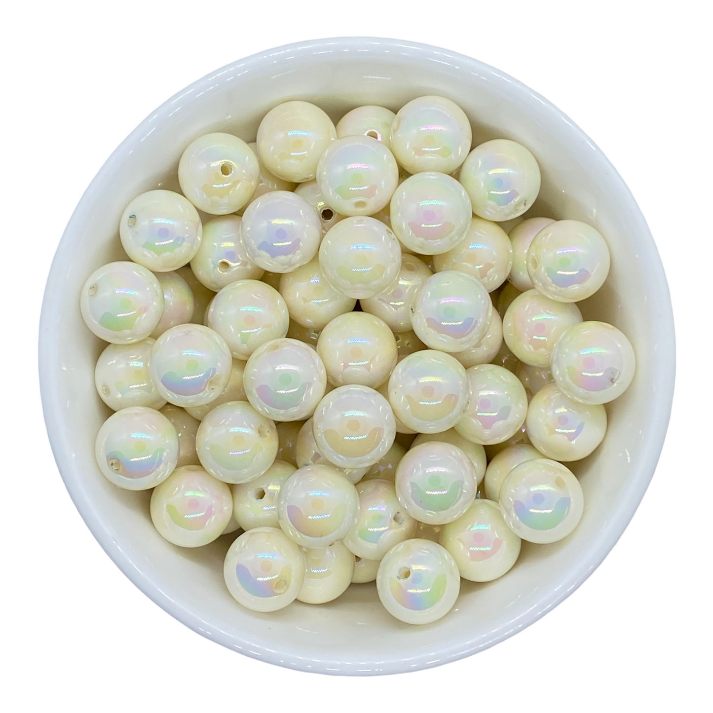 W554- 20mm Ivory Miracle AB Acrylic Beads (1 Count)