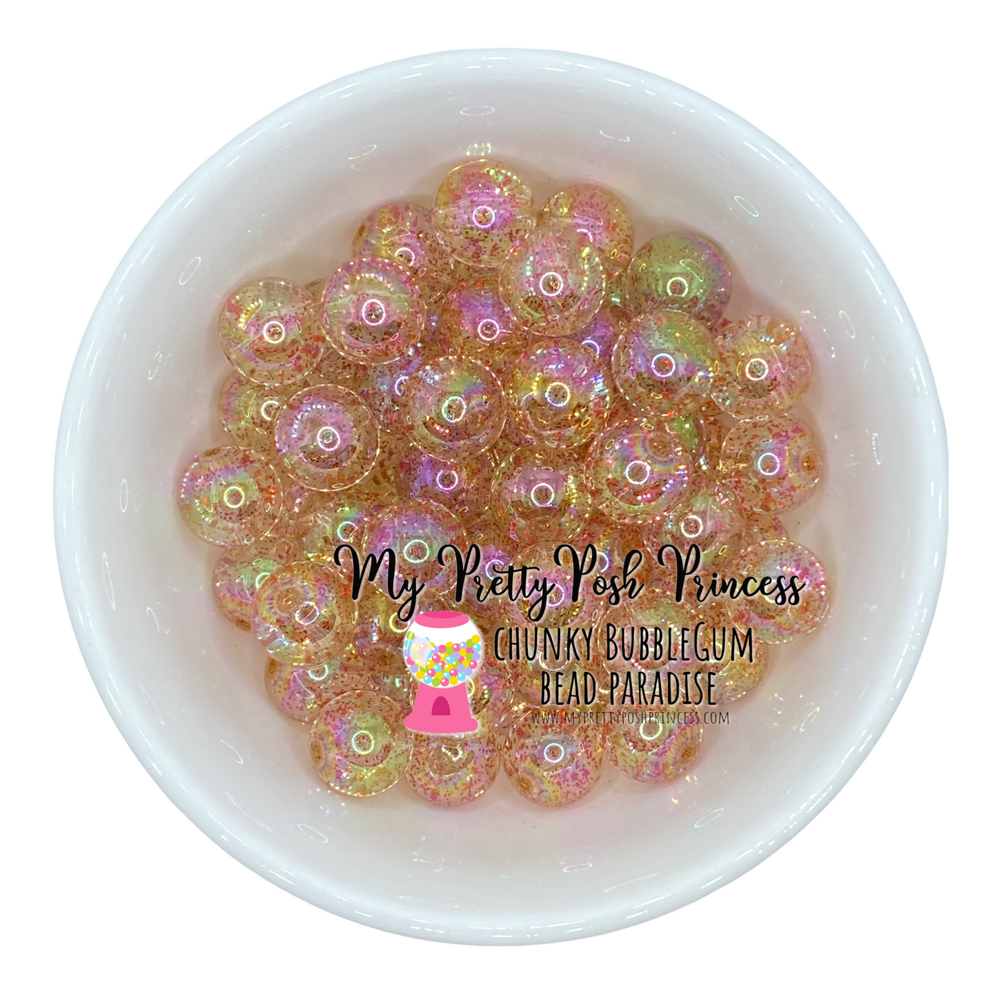 #519 - 20mm Peach Jelly Glitter Acrylic Beads (1 Count)