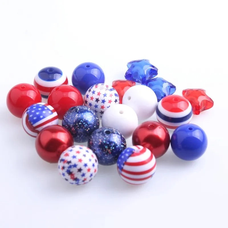 20-M31- 20mm "USA" (50 Count) Acrylic Bead Pack