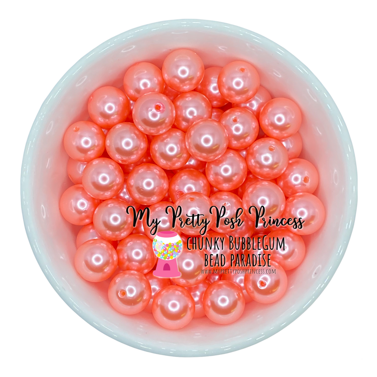 #78 - a22- 12mm Peach Pearl Acrylic Beads (20 Count)