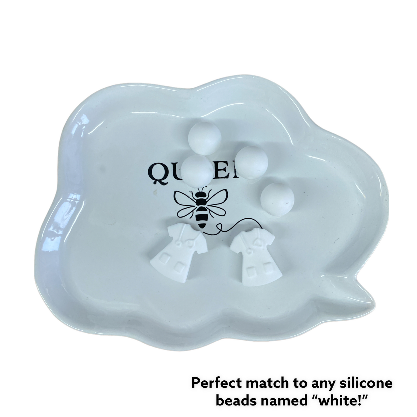 T129 - White Scrub Top Silicone Focal Bead (1 Count)