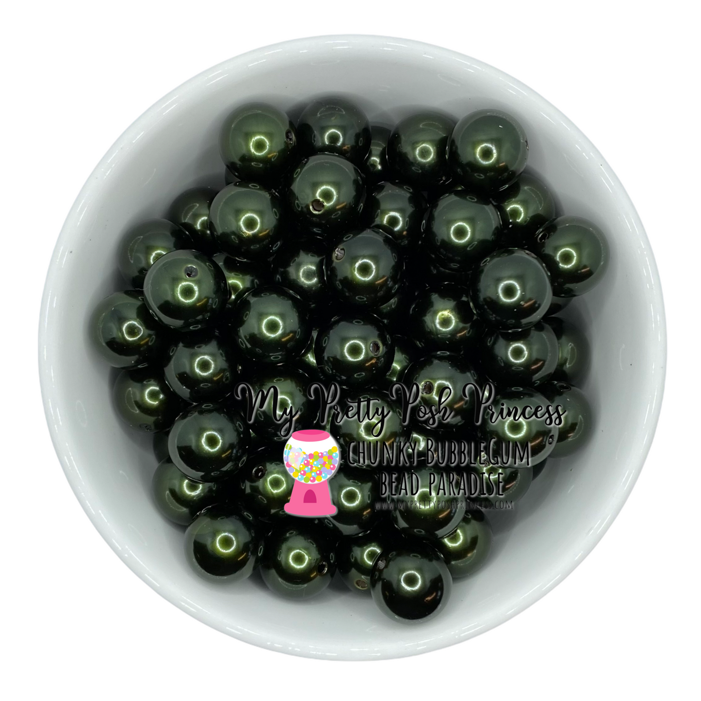 #403 - A55- 20mm Dark Green Pearl Acrylic Beads (1 Count)