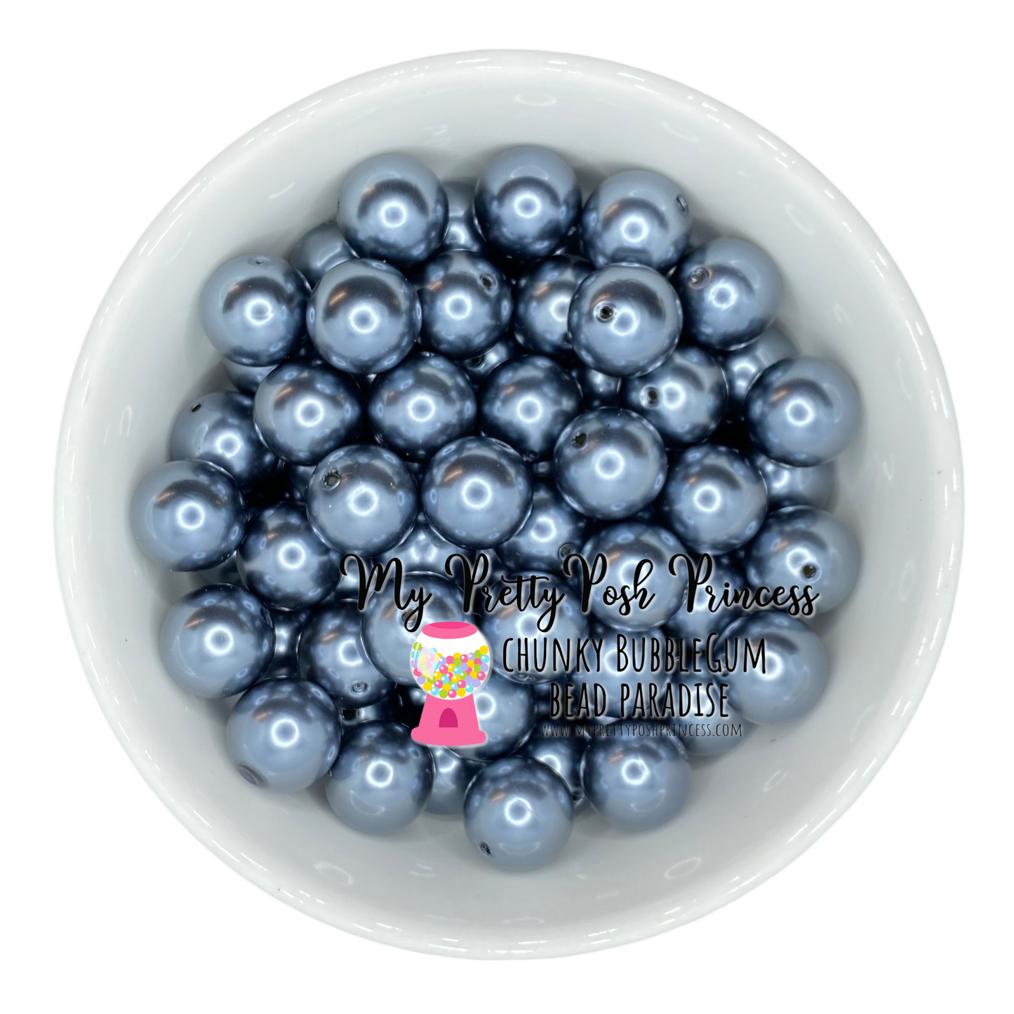 #93 - a50- 12mm Dark Gray Pearl Acrylic Beads (20 Count)