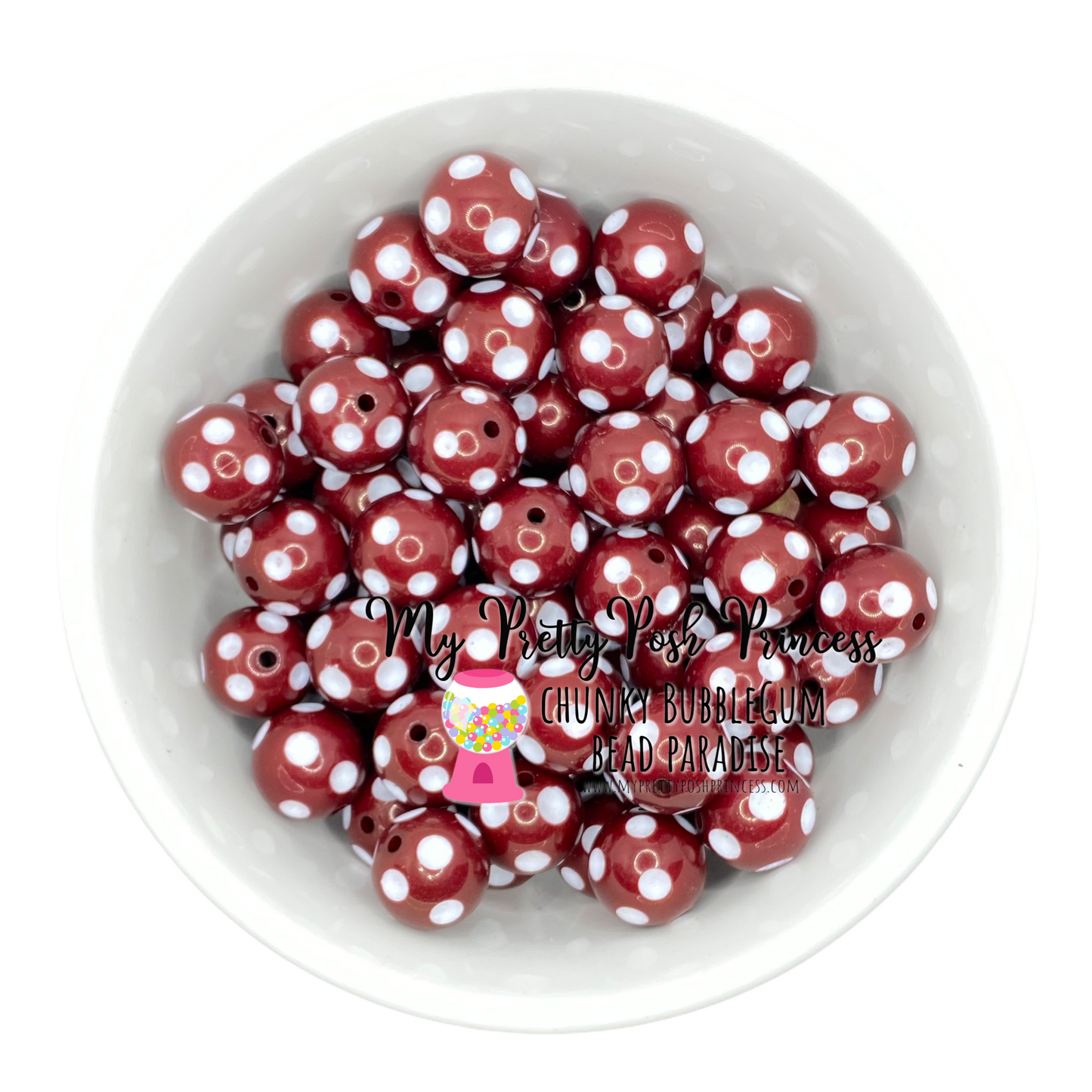 #992 - 20mm Dark Red Polka Dot Acrylic Beads (1 Count)