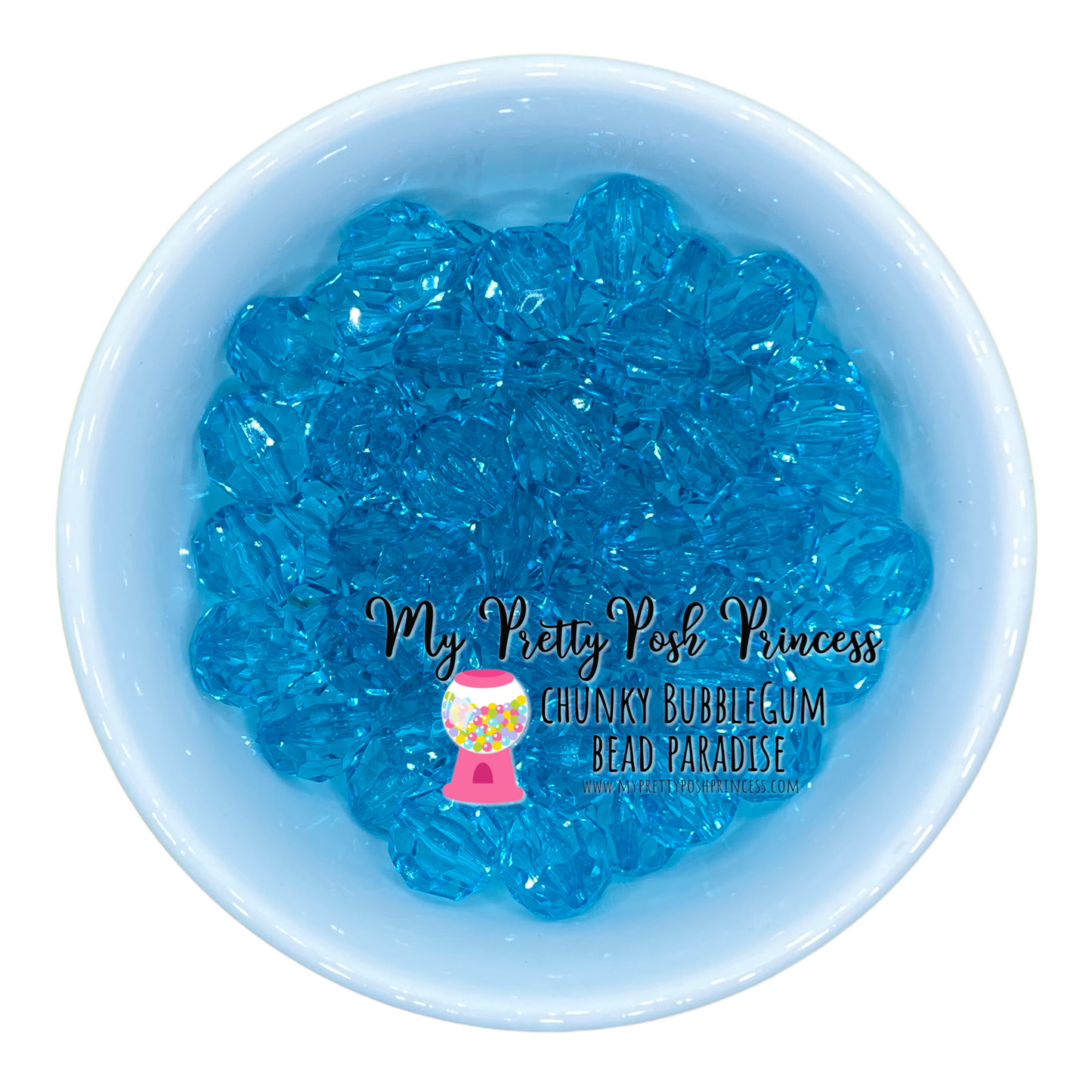 #834 - 20mm Aqua Faceted Acrylic Beads (1 Count)