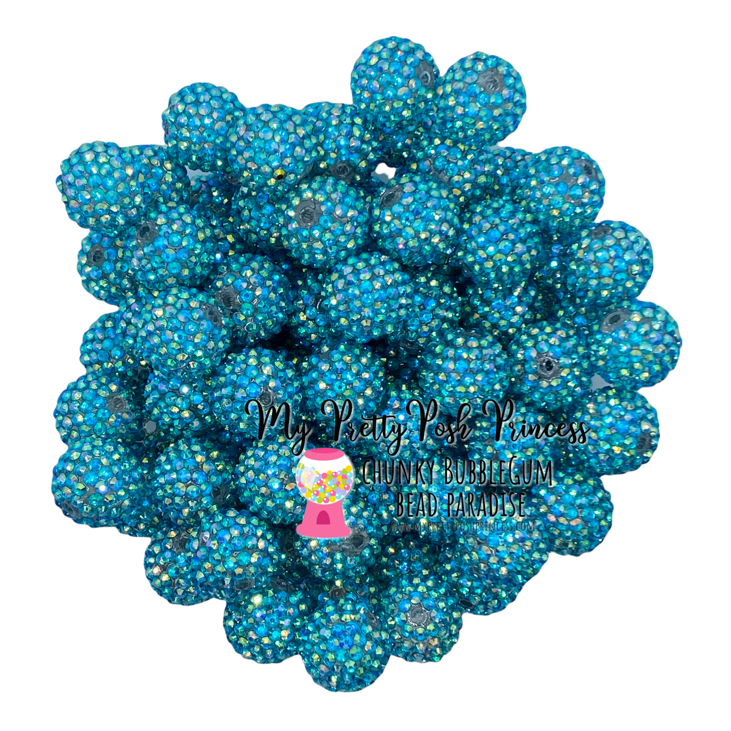 #1192 - 20mm Aqua Gold AB Rhinestone Beads (1 Count)