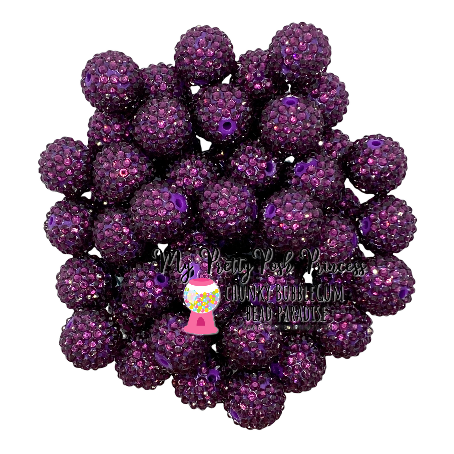 #1143 - 20mm Deep Purple Rhinestone Beads (1 Count)