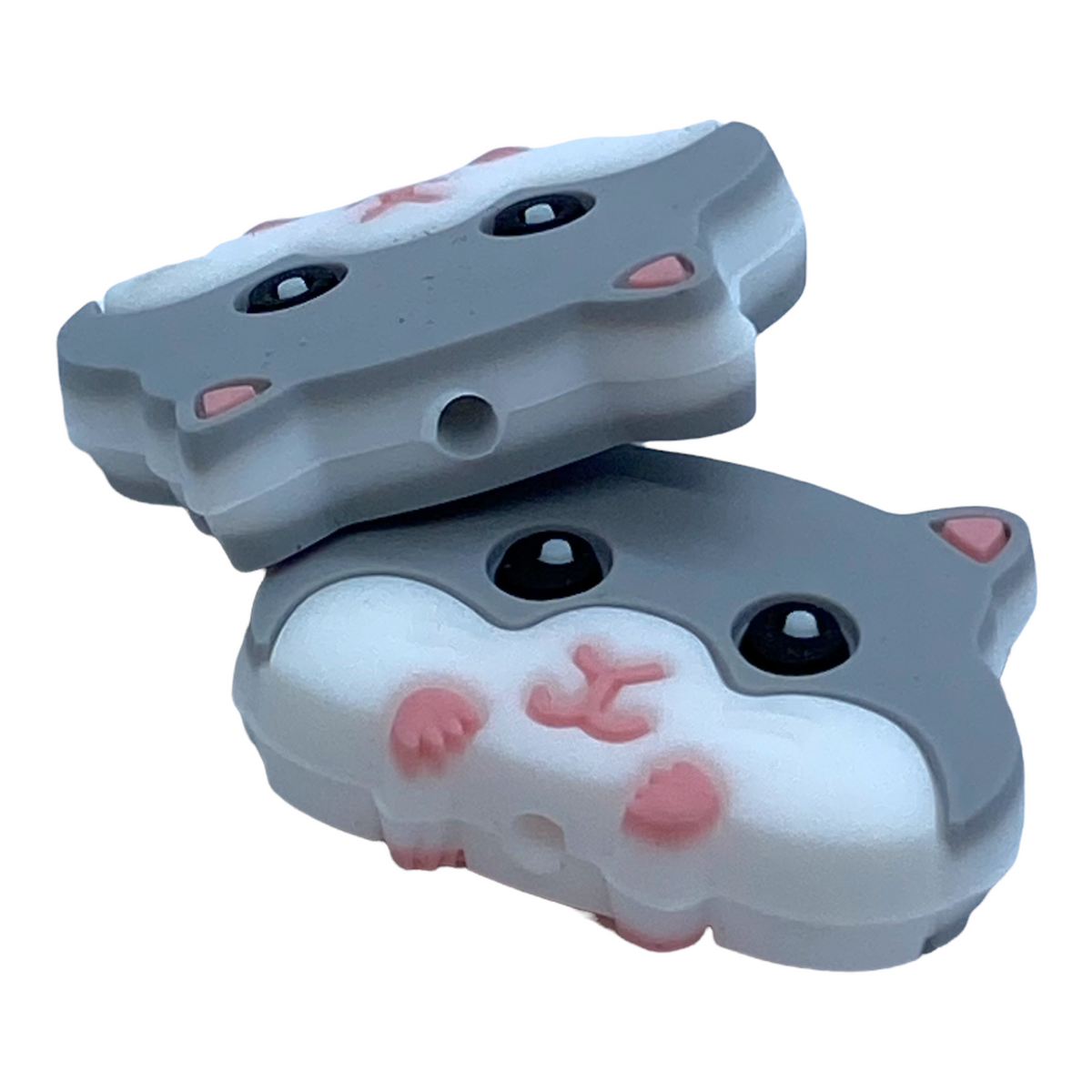 T389- Gray Hamster Focal Silicone Bead (1 Count)