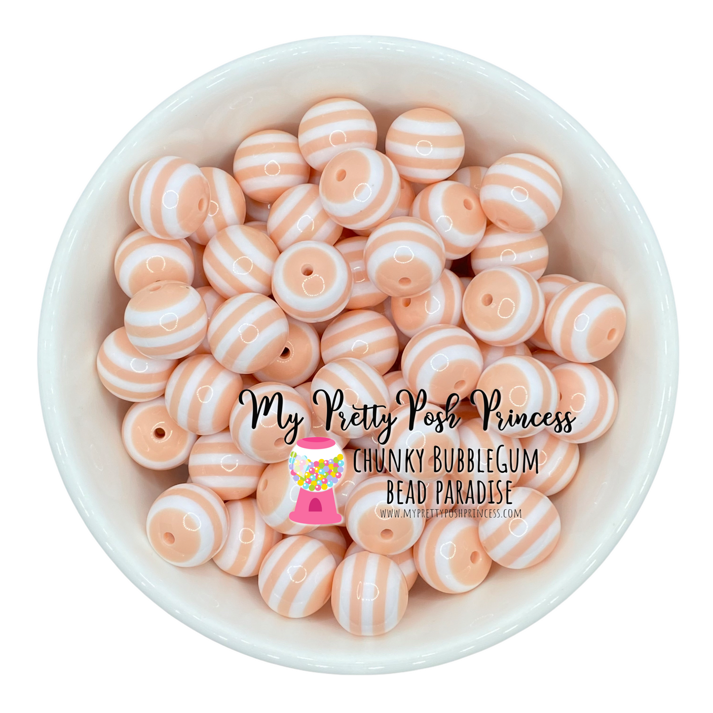 #1023 - 20mm Mint Coral Stripe Acrylic Beads (1 Count)