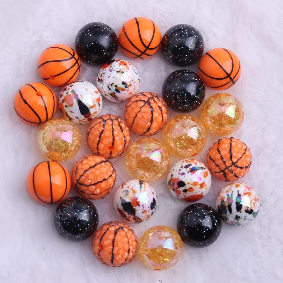 Ck-27 - 20mm “Basketball ” (50 Count) Acrylic Bead Pack