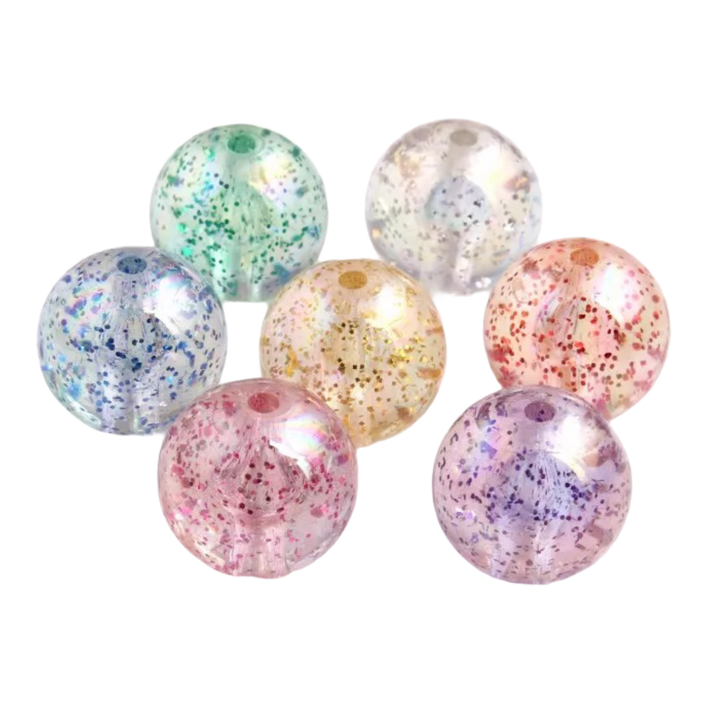 K- 503- 20mm Transparent Glitter Jellies 100 Count Beads Mix