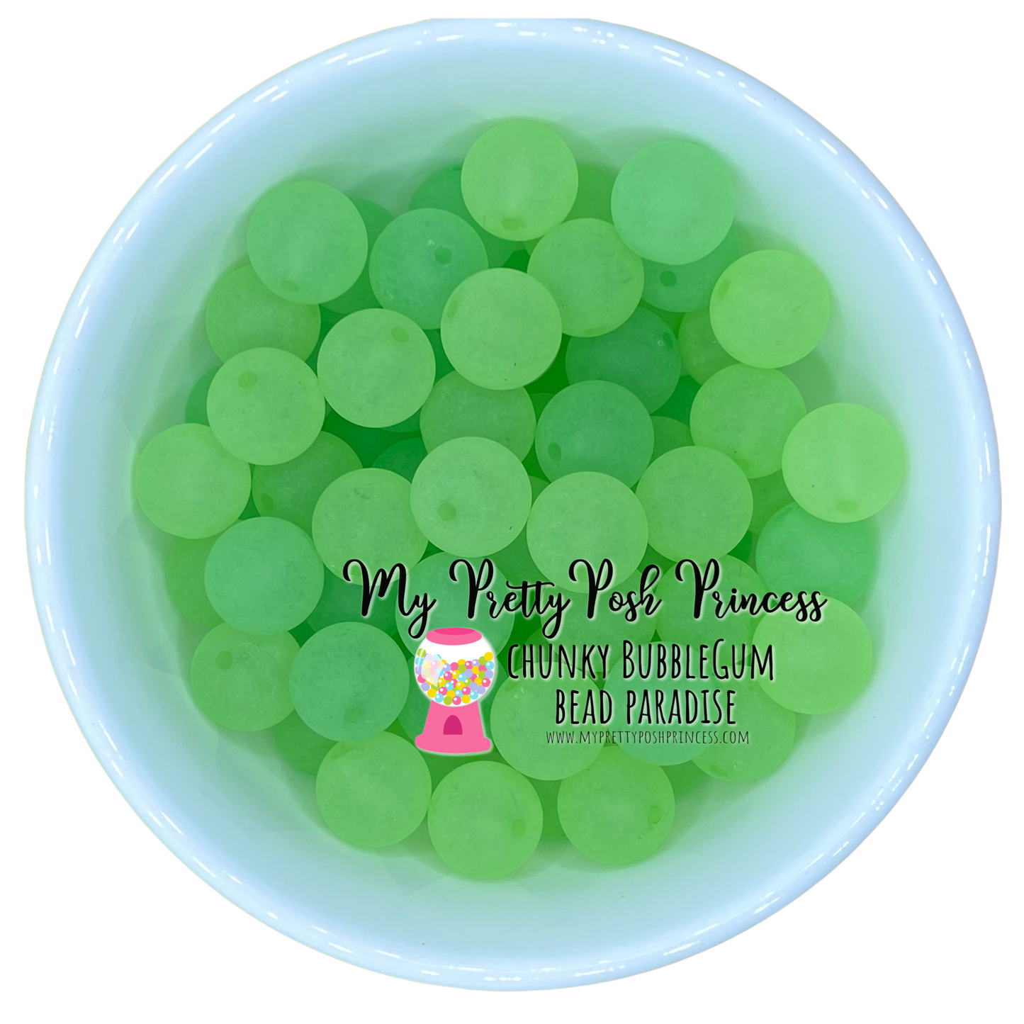 #653 - 20mm Lime "Frosted" Acrylic Beads (1 Count)