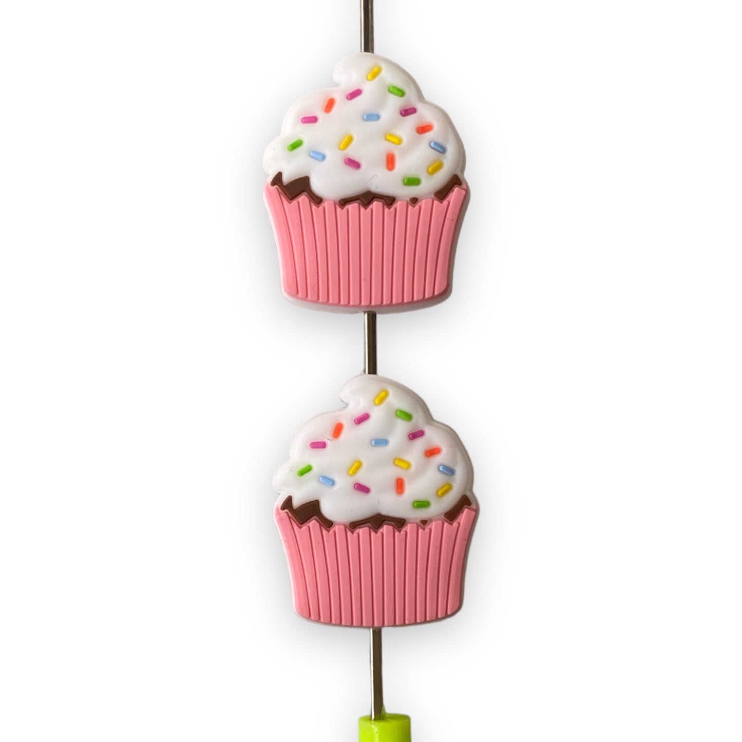 X115- “Pink Cupcakes ” Silicone (1 Count) Focal Bead