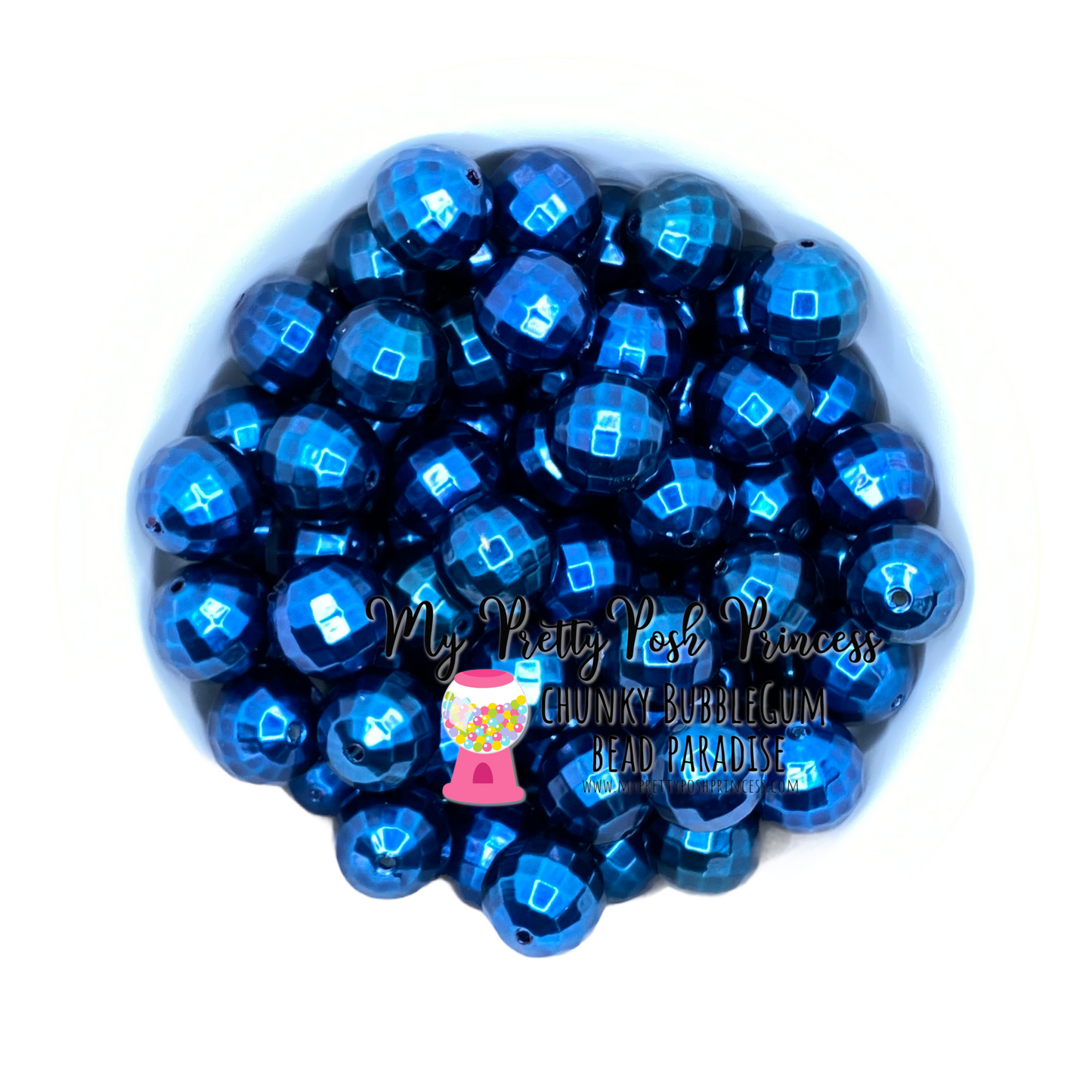 #698- 20mm Blue "Pearl Disco Ball" Acrylic Beads (1 Count)