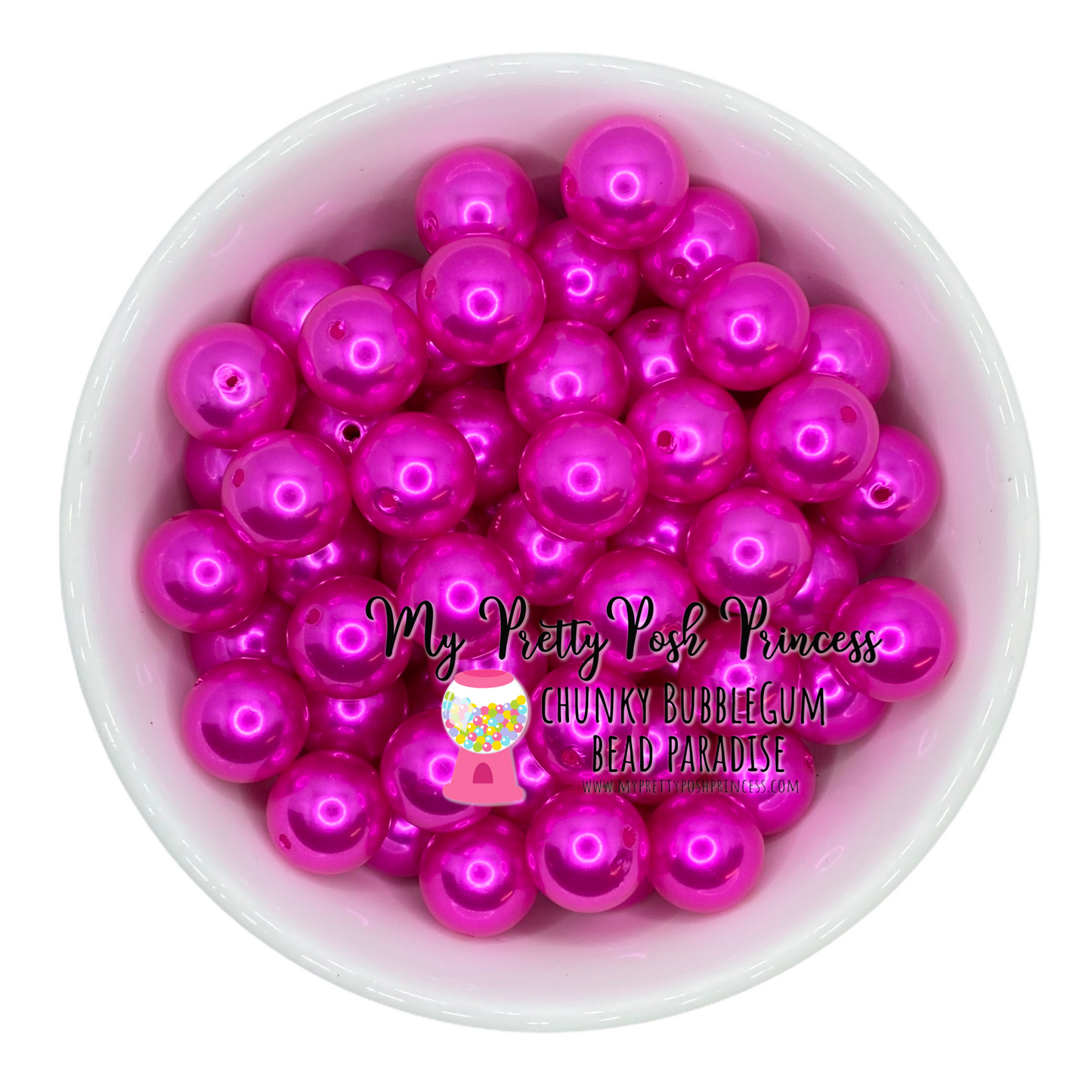 #114 - a77- Posh Pink- 12mm Pearl Acrylic Beads (20 Count)