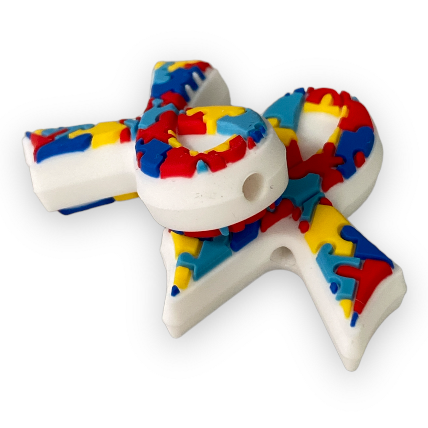 e575 - Autism Awareness Ribbon Silicone Focal Bead (1 Count)
