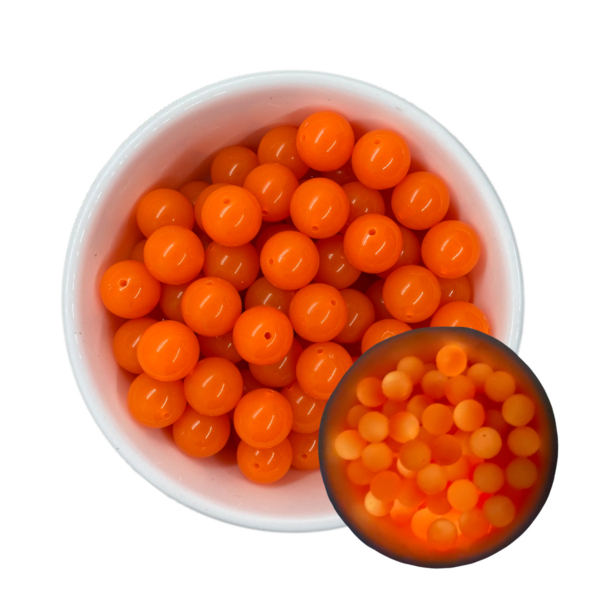 W495- 20mm Orange GLOW IN THE DARK Beads (1 Count)