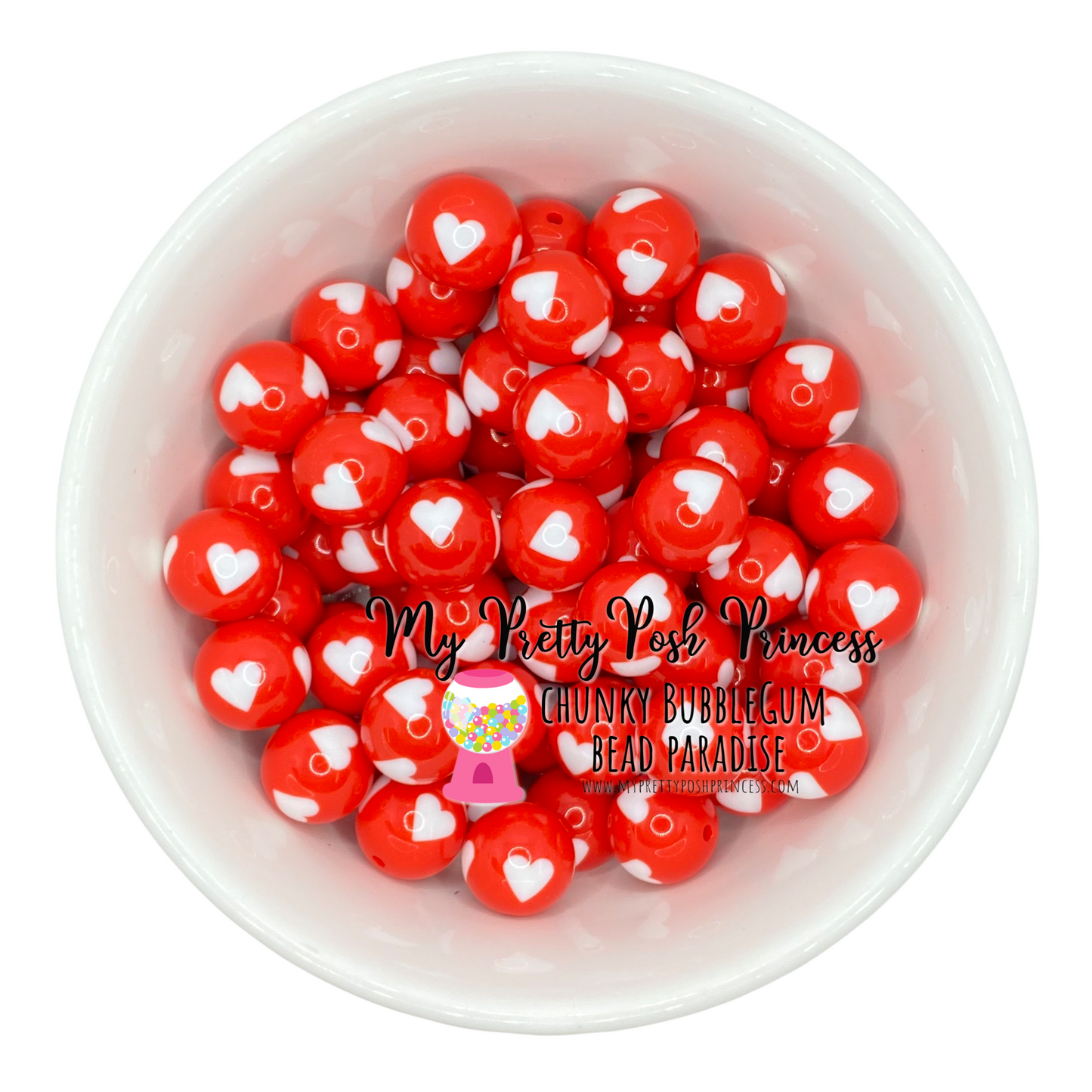 W375- 20mm Red Heart Acrylic Beads (1 Count)