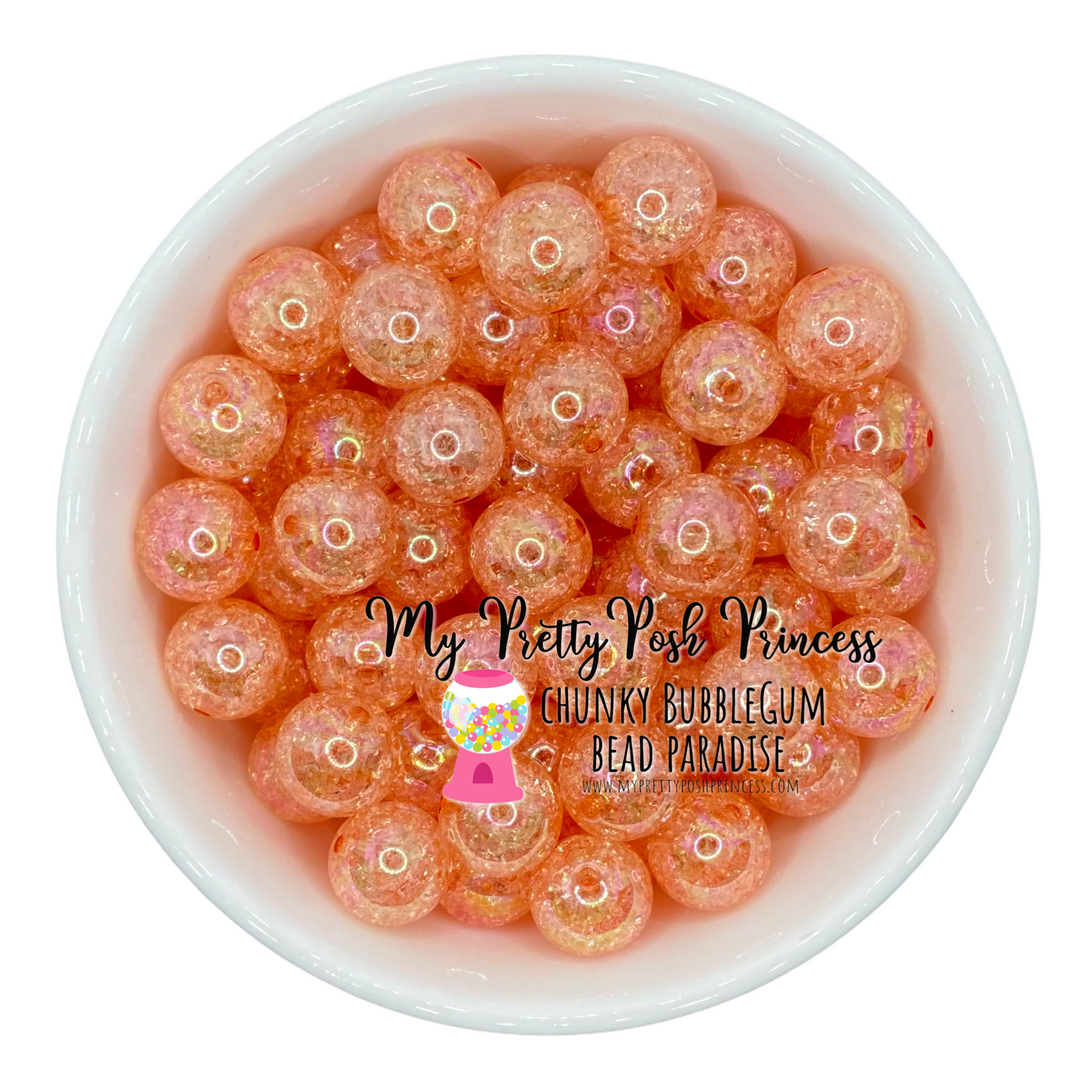 #875 - 20mm Coral "Crackle AB" Acrylic Beads (1 Count)