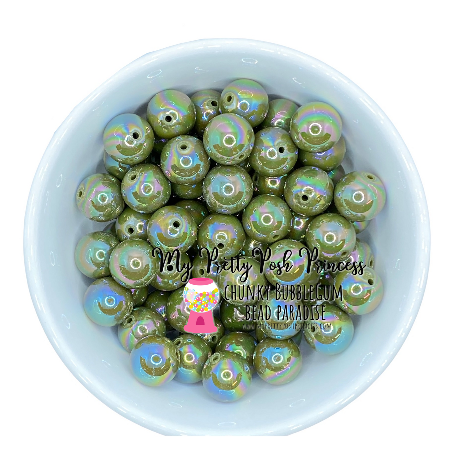#456 - 20mm Olive AB Solid Acrylic Beads (1 Count)