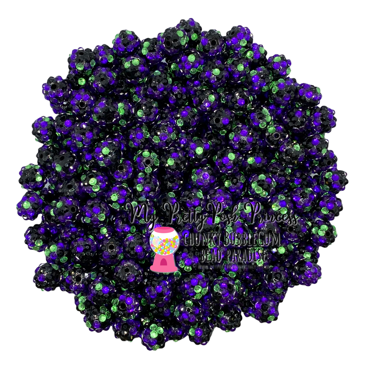 #278- 12mm Lime Halloween Confetti Rhinestone Acrylic Beads (20 Count)