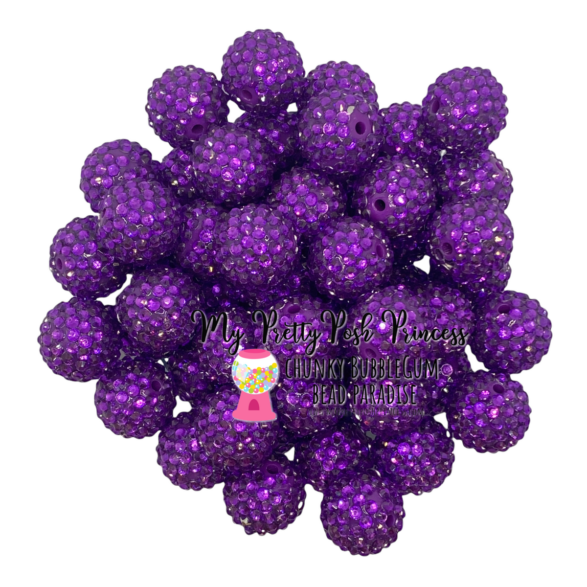 12mm Purple Jelly AB Acrylic Bubblegum Beads - 20 Count