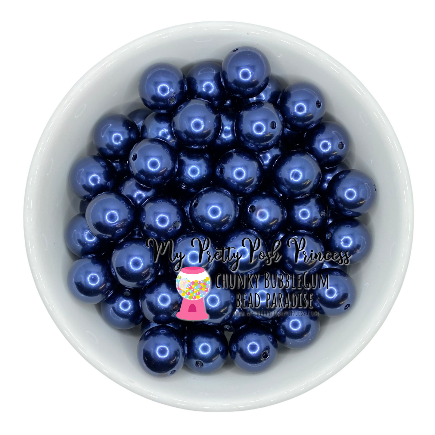 #105 - a66- 12mm Navy Blue Pearl Acrylic Beads (20 Count)