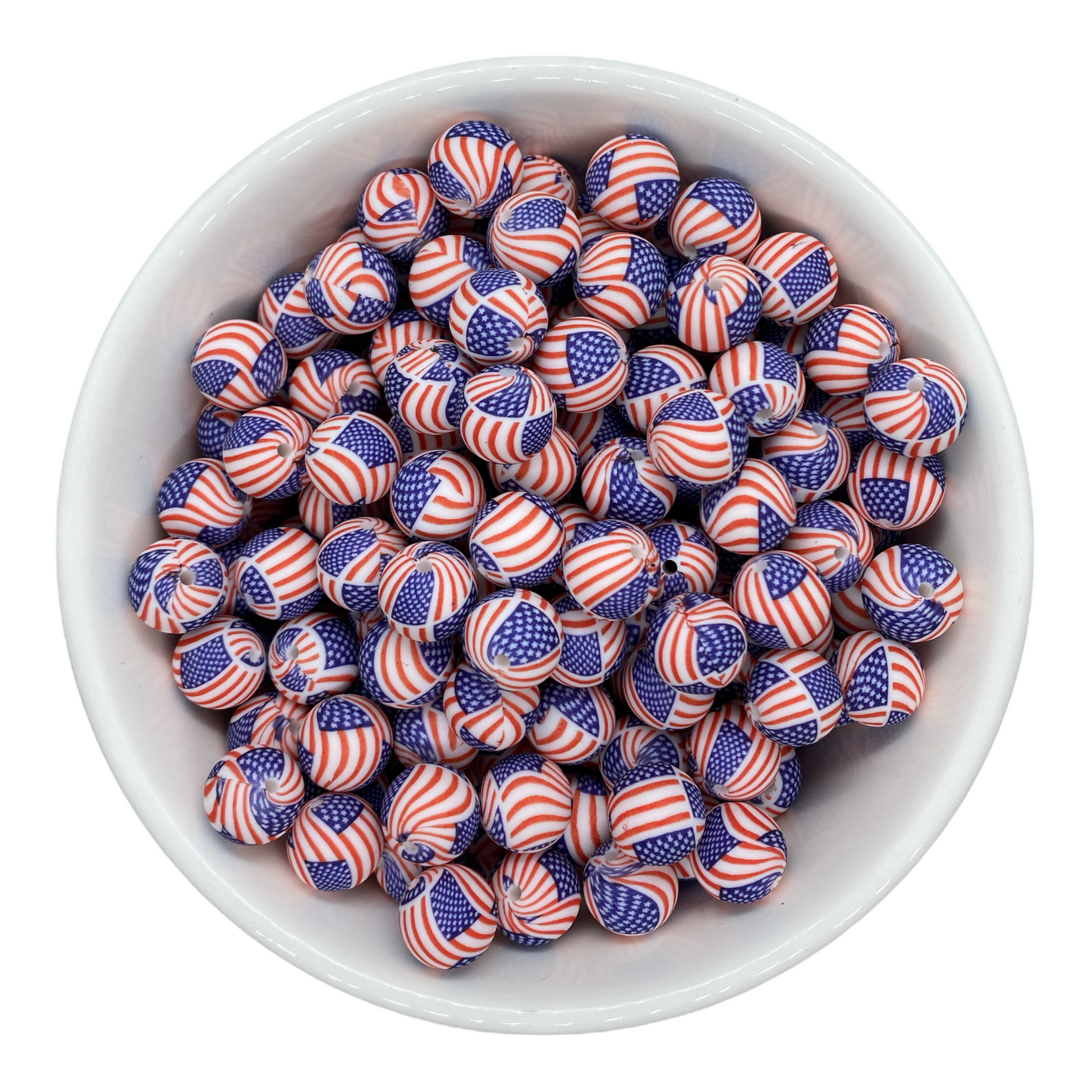 T74- 15mm US Flag Silicone Beads