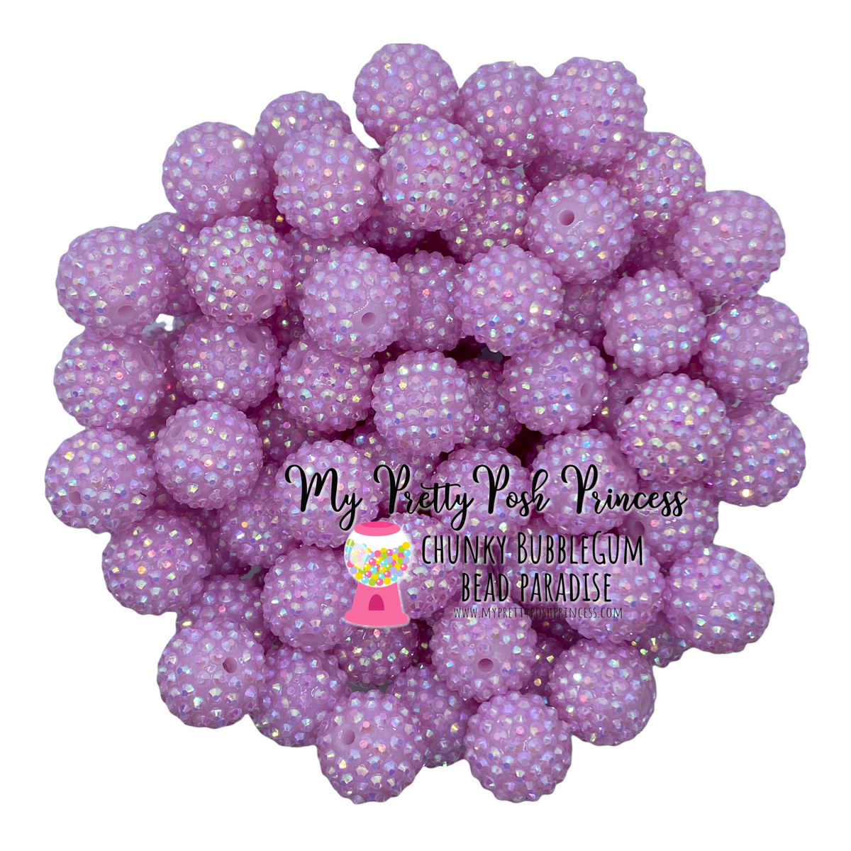 #1144 - 20mm Cotton Candy Purple Rhinestone Beads (1 Count)