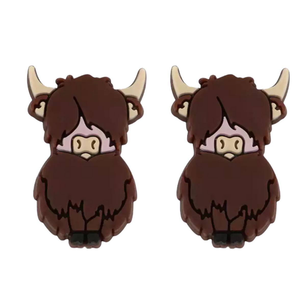 X443 - Dark Brown Highland Cow Silicone (1 Count) Focal Bead