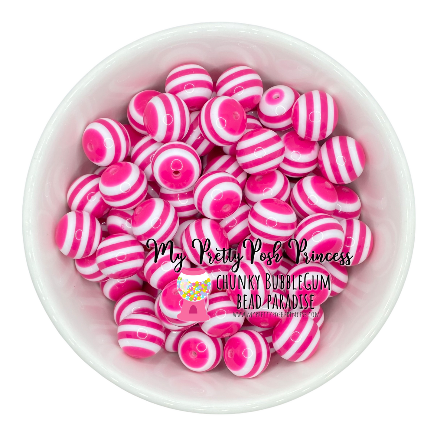 stp 16- 12mm Posh Pink Stripe Acrylic Beads (20 Count)