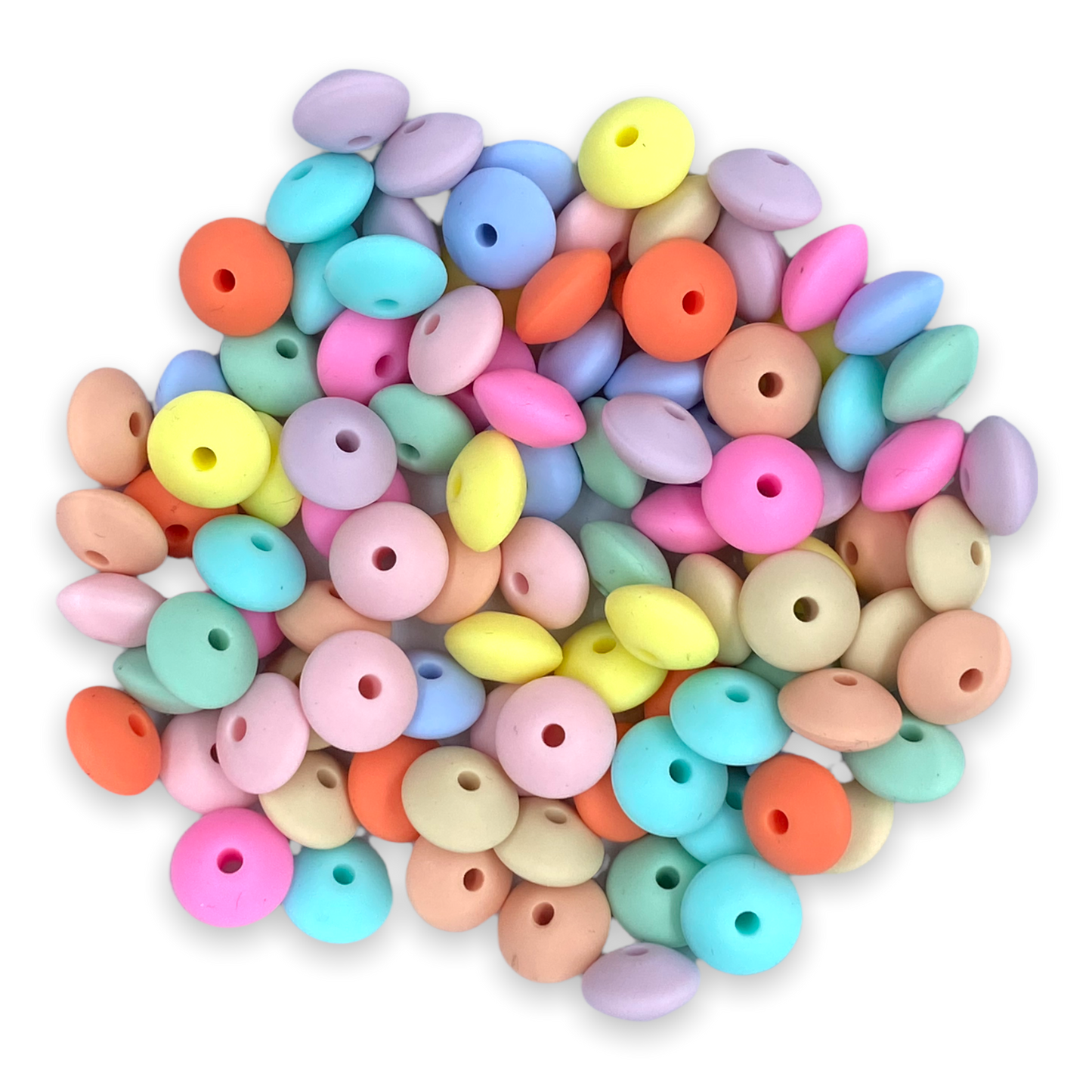 CK-10 - “Pastel Lentil Pack” 100 Count Mixed Silicone Beads *Colors May Vary