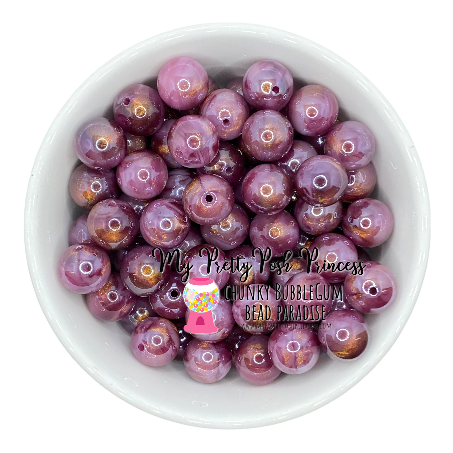 #960 - 20mm Burgundy Galaxy Pearlescent Acrylic Beads (1 Count)