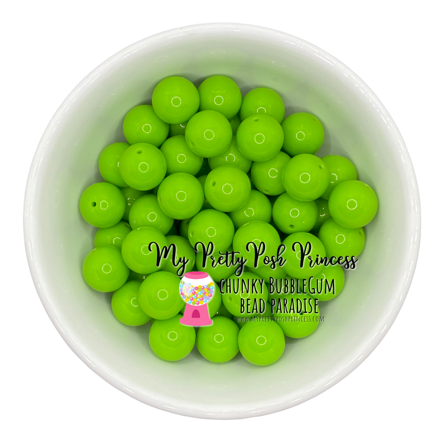 #49 - 12mm Lime Green Solid Acrylic Beads (20 Count)