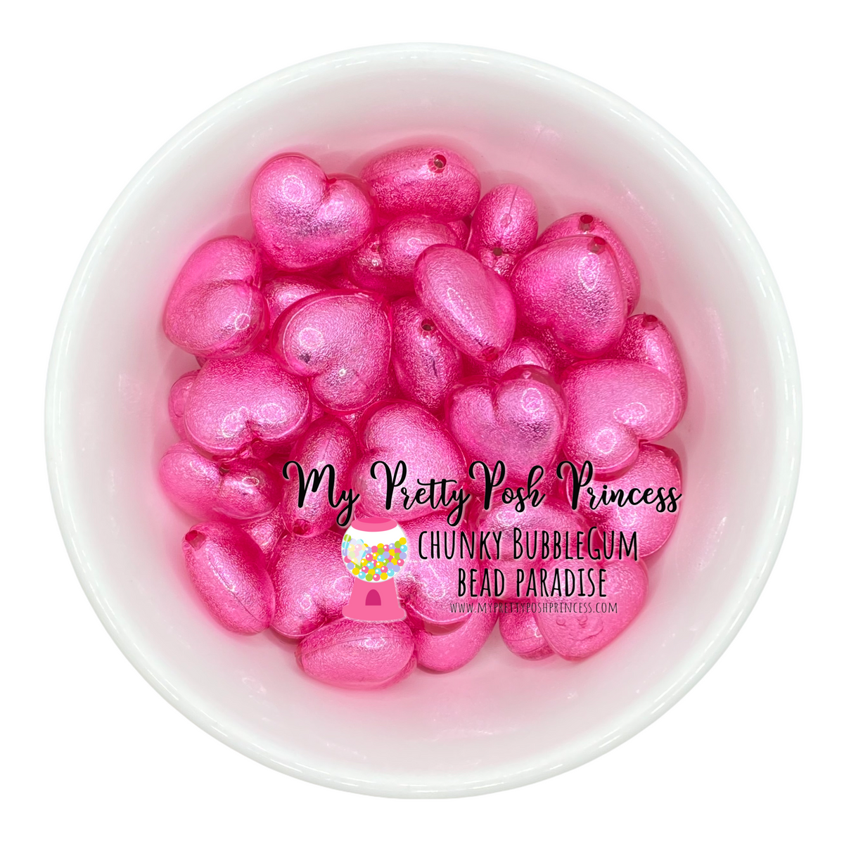 W398- 20mm Dark Pink Heart Pearls (1 Count)