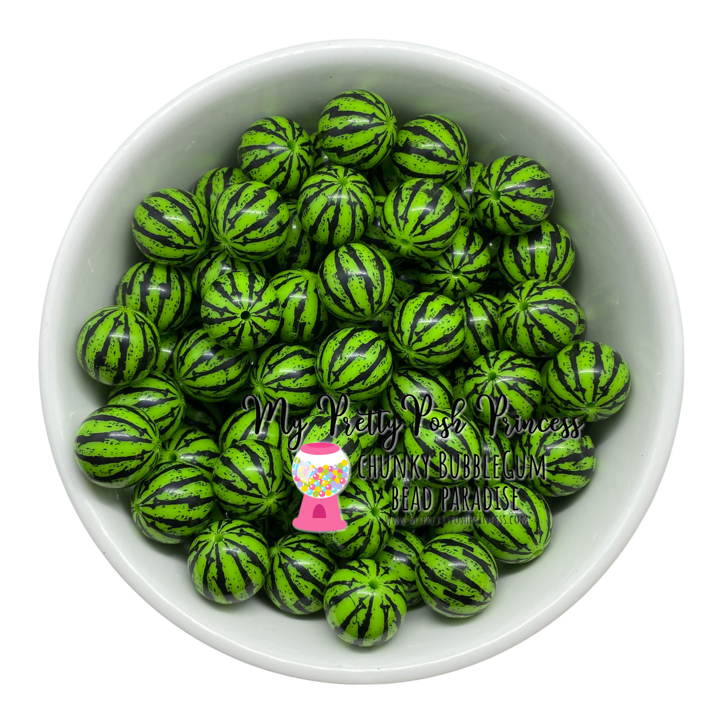 w465- 12mm Light Green Watermelon Rind Jelly Acrylic Beads (20 Count)