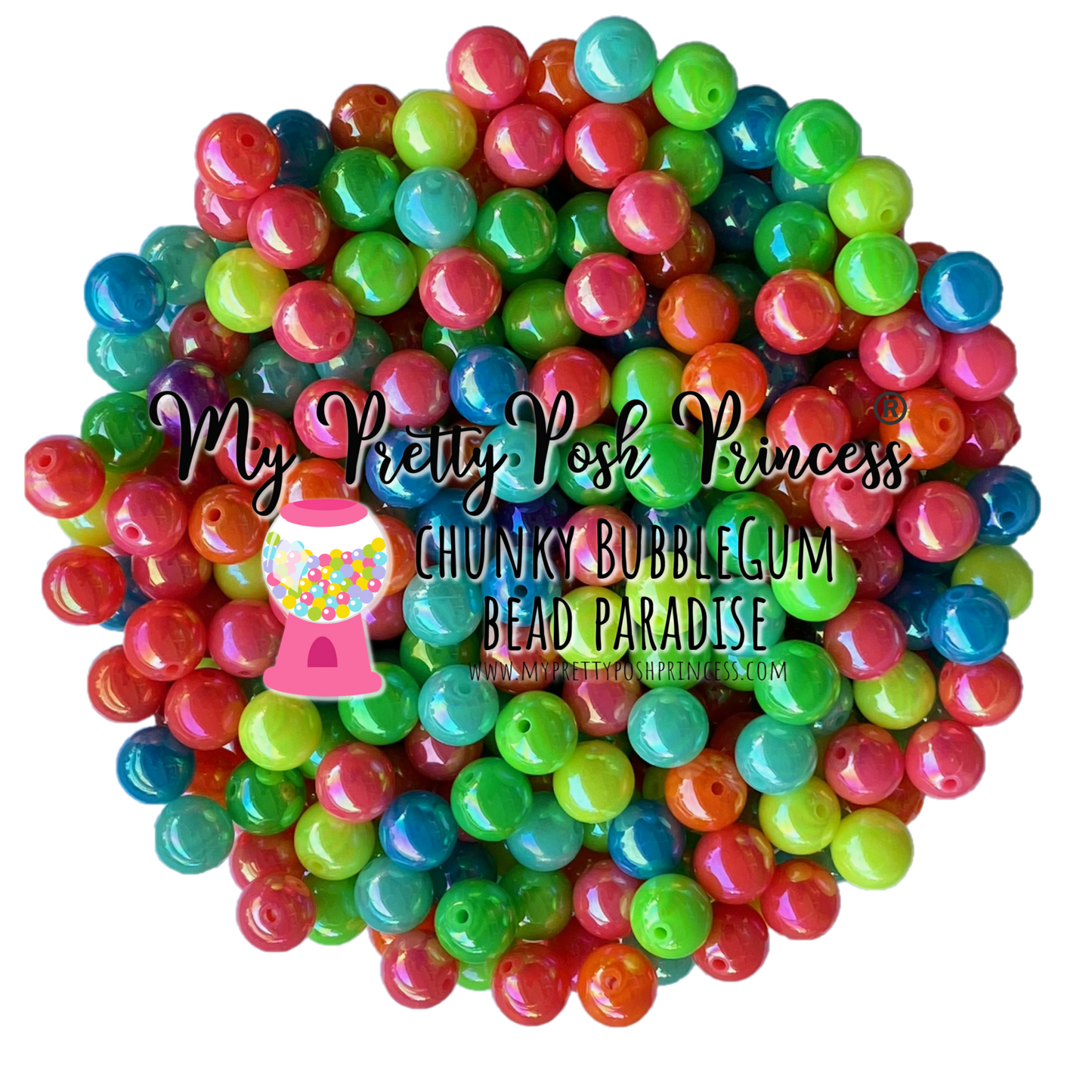 K- 547- 12mm Neon AB Solids Mixed 100 Count Beads